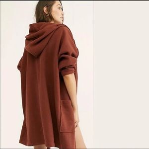 FREE PEOPLE Willow Hooded Oversized Cardigan Wine